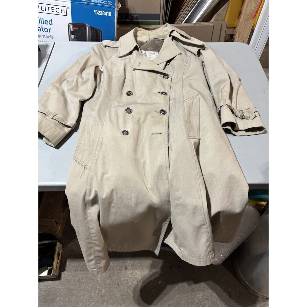 LONDON FOG - Vtg Khaki Trench Coat Zip-out Liner, Womens 12 Petite